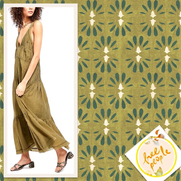 Free People Frankie Pintuck Maxi Dress in Olive (Army Green / Moss) - Picture 5 of 8